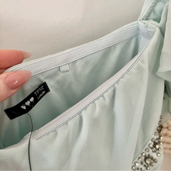 TFNC Cecilia Powder Blue Embellished Strapless Off Shoulder Gown - Picture 12 of 14